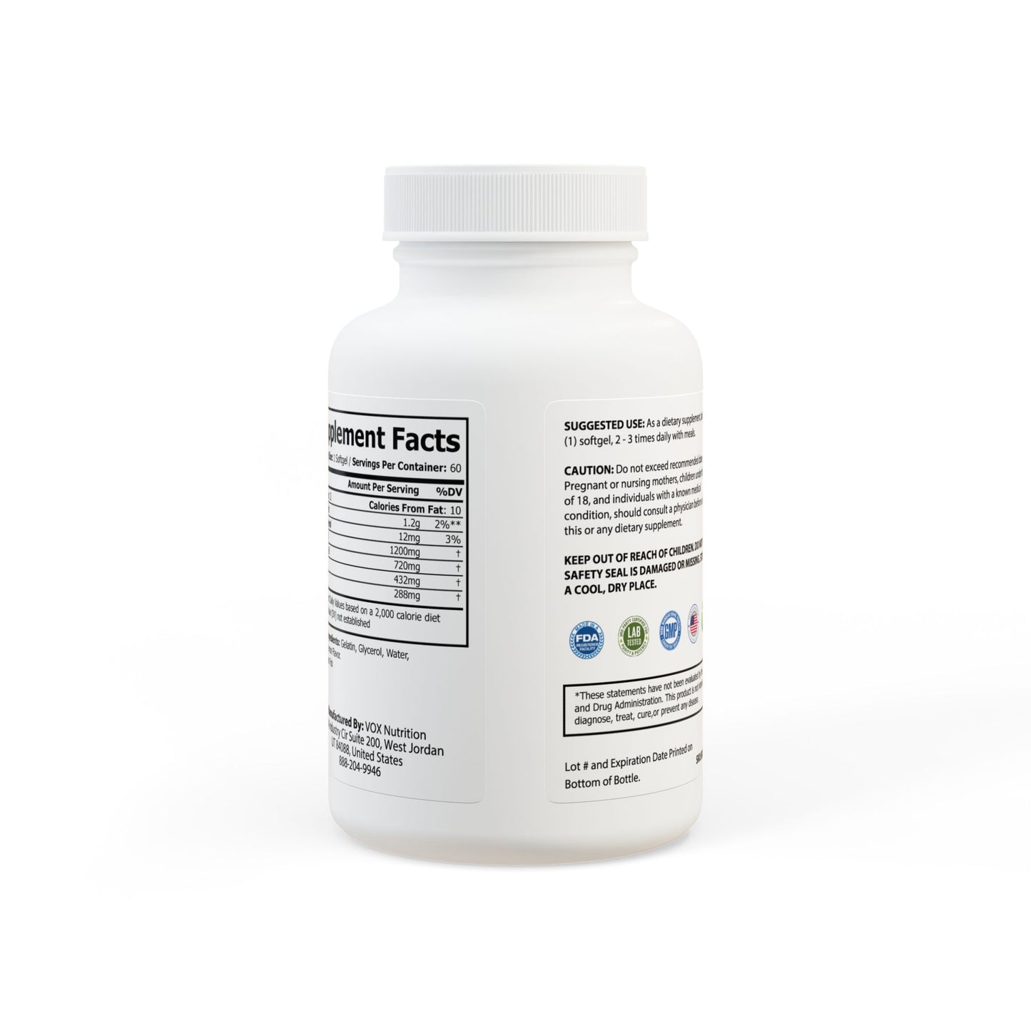 JUNLIN Omega 3 Fish Oil Supplement (60 Softgels)