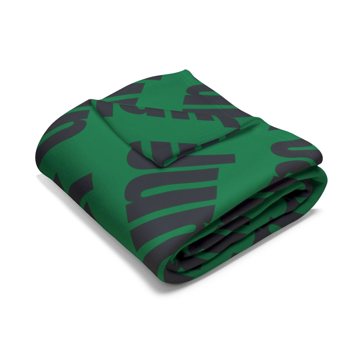 Junlin Monogram Arctic Fleece Blanket Emerald Green