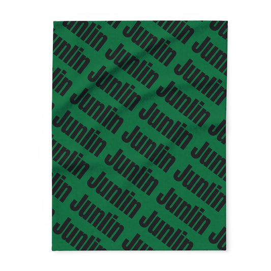 Junlin Monogram Arctic Fleece Blanket Emerald Green