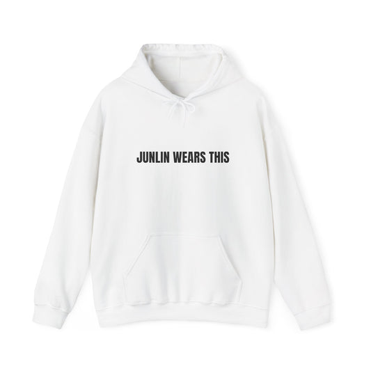 JUNLIN WEARS THIS HOODIE. WHITE