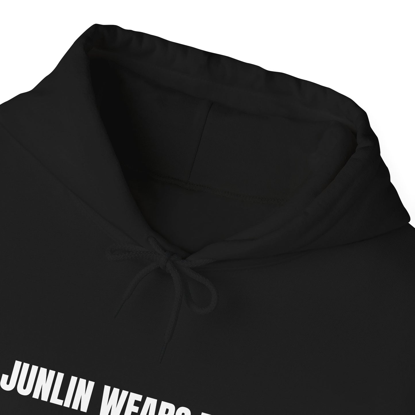 JUNLIN WEARS THIS HOODIE. BLACK