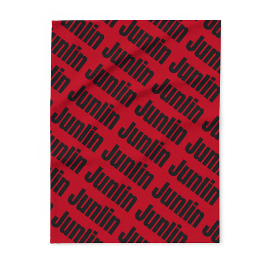 Junlin Monogram Arctic Fleece Blanket Ruby Red