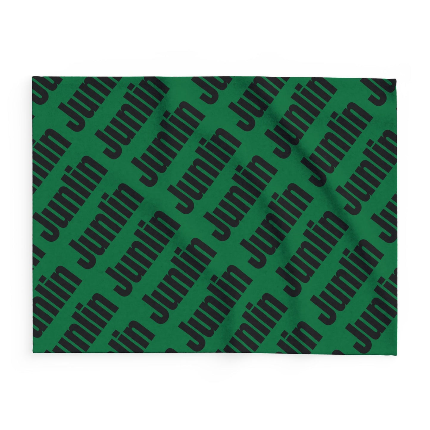 Junlin Monogram Arctic Fleece Blanket Emerald Green