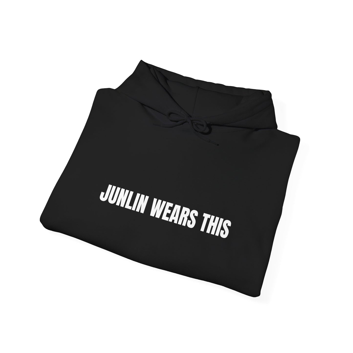 JUNLIN WEARS THIS HOODIE. BLACK